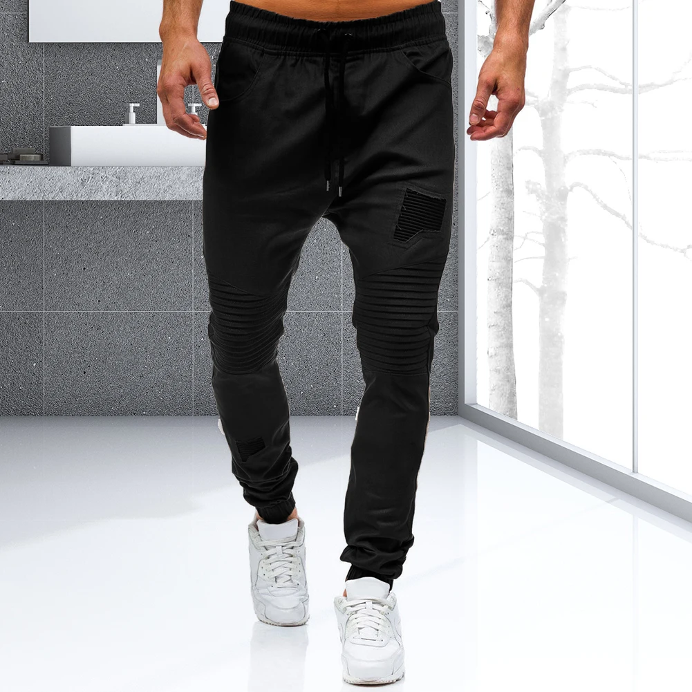 Breathable Casual Long Pants Men Lace-up Daily Elastic Middle Waist Sweatpants Patchwork Knee Folds Drawstring Pants Sportswear
Breathable Casual Long Pants Men Lace-up Daily Elastic Middle Waist Sweatpants Patchwork Knee Folds Drawstring Pants Sportswear