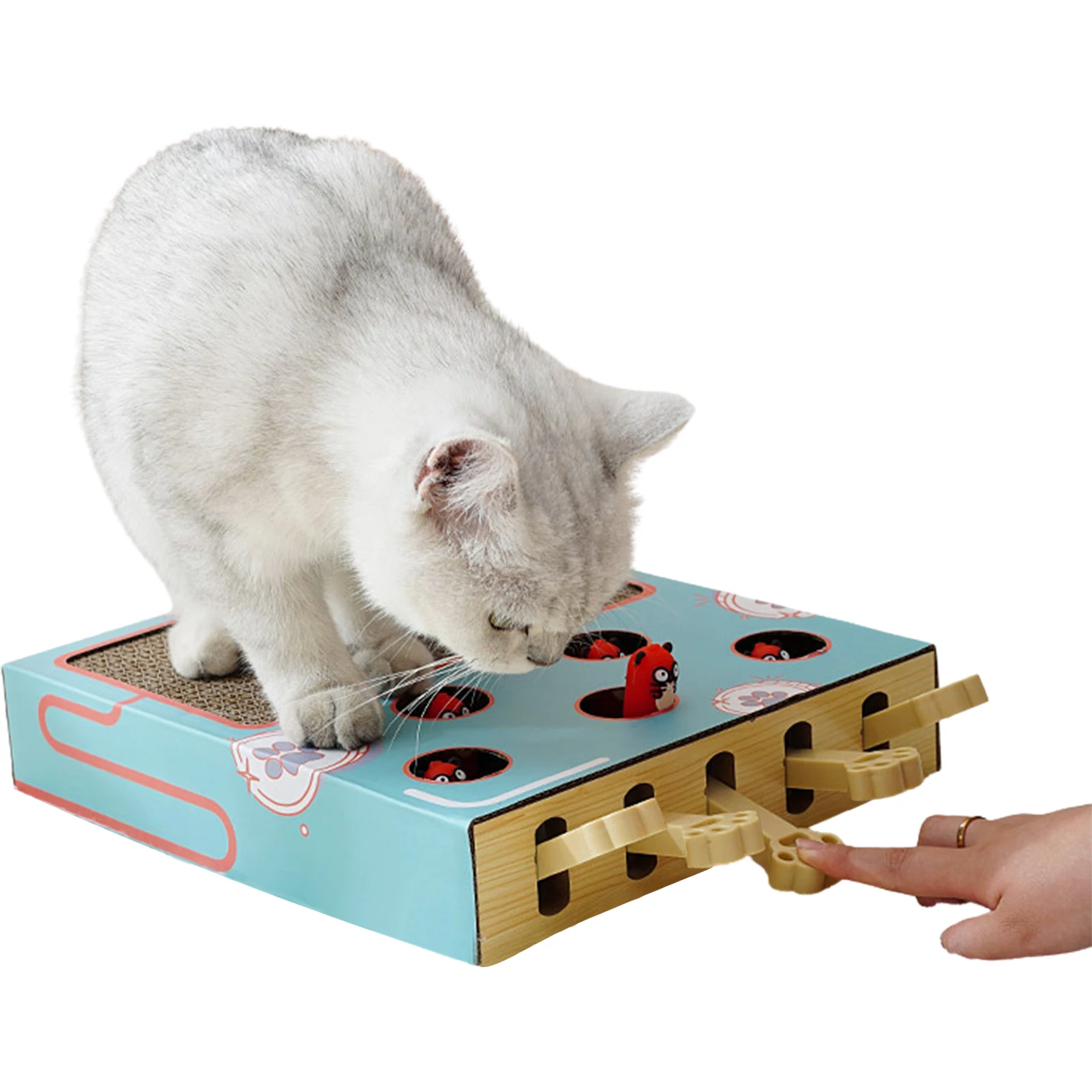 

Cat Scratching Board Whack-a-Mole Cat Toy And 3-in-1 Scratch Pad Made With Corrugated Cardboard 3-in-1 Kitten Interactive Teaser