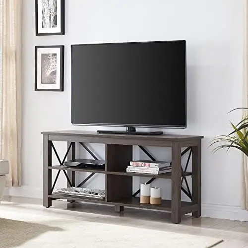 

Rectangular TV Stand for TV's up to 55" in Charcoal Gray, TV Stands for the Living Room