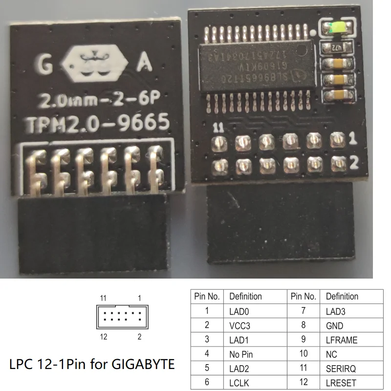 TPM 2.0 Encryption Security Module Remote Card Windows 11 Upgrade LCP TPM2.0 Module 12 pin for GIGABYTE Motherboards Chip
TPM 2.0 Encryption Security Module Remote Card Windows 11 Upgrade LCP TPM2.0 Module 12 pin for GIGABYTE Motherboards Chip
