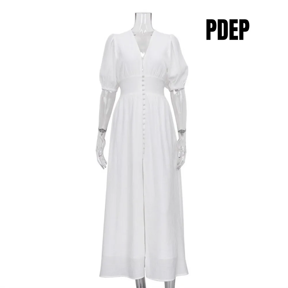 2023 Summer White Vintage Cotton New Elegant Puff Sleeves Vestidos Largos De Mujer Slim Fit Split Beach Long Dress Women
2023 Summer White Vintage Cotton New Elegant Puff Sleeves Vestidos Largos De Mujer Slim Fit Split Beach Long Dress Women