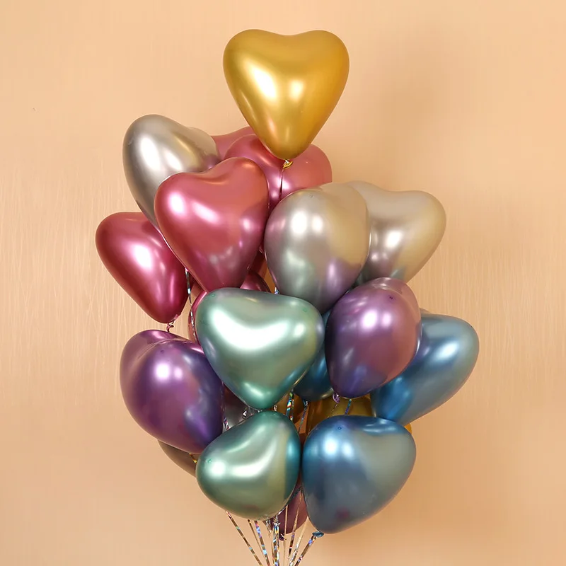 

10inch Heart Shaped Wedding Balloon High Metal Latex Balloons Birthday Party Proposal Scene Decorated Purple Gold Helium Baloon