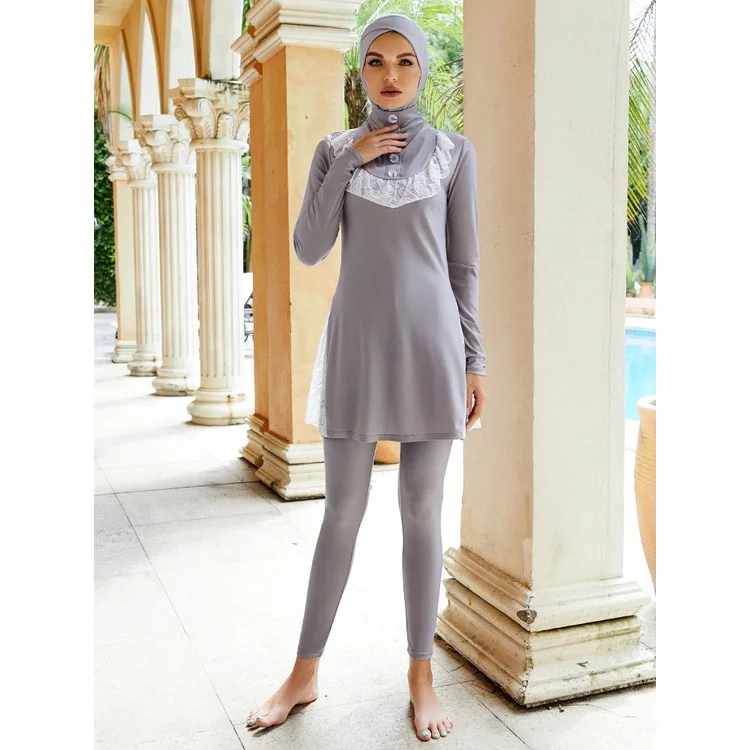 Women Muslim Fully Covered Swimsuits 3 Pieces Burkini Swimwear with Swimming Cap Muslim Sunscreen Baju Renang Grey
Women Muslim Fully Covered Swimsuits 3 Pieces Burkini Swimwear with Swimming Cap Muslim Sunscreen Baju Renang Grey
