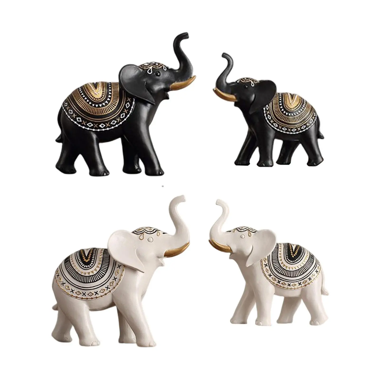 

Decorative Sculpture Animal Figurine Housewarming Gifts Crafts Couple Elephants Statue for Bookcase Bedroom Cabinet Living Room