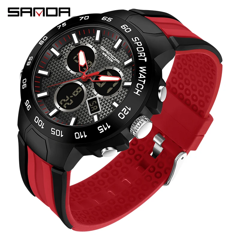 SANDA Top Luxury Brand Men's Watch Outdoor Sports Waterproof Watches Dual Time Display Quartz Wristwatches Rubber Digital Clock
SANDA Top Luxury Brand Men's Watch Outdoor Sports Waterproof Watches Dual Time Display Quartz Wristwatches Rubber Digital Clock