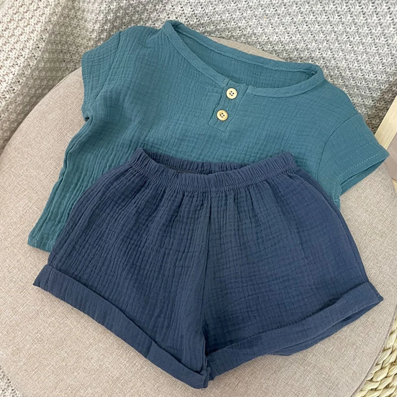 Boys Short Sleeve Shorts 2Pcs Sets 2022 Summer Children's Clothing Solid Color Costume For Girls Suit 1-5 Year Kids Outfsuit
Boys Short Sleeve Shorts 2Pcs Sets 2022 Summer Children's Clothing Solid Color Costume For Girls Suit 1-5 Year Kids Outfsuit