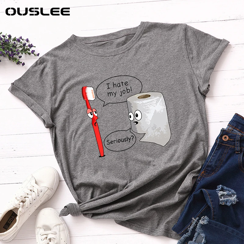 OUSLEE Summer Women Cotton T-shirt Women Casual O Neck Short Sleeve Fashion Tops I Hate My Job Cartoon T-shirt Anime Tshirt Top
OUSLEE Summer Women Cotton T-shirt Women Casual O Neck Short Sleeve Fashion Tops I Hate My Job Cartoon T-shirt Anime Tshirt Top