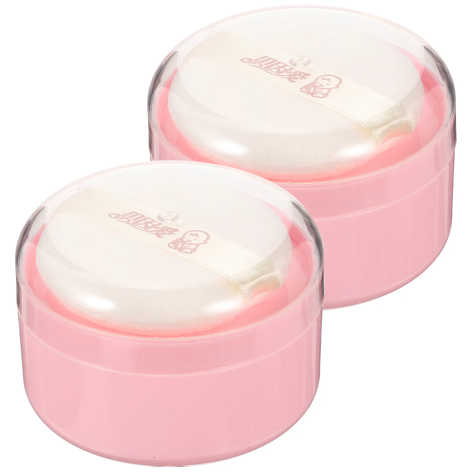 

2pcs Body Powder Puffs Boxes Loose Powder Containers Dusting Powder Boxes with Puffs