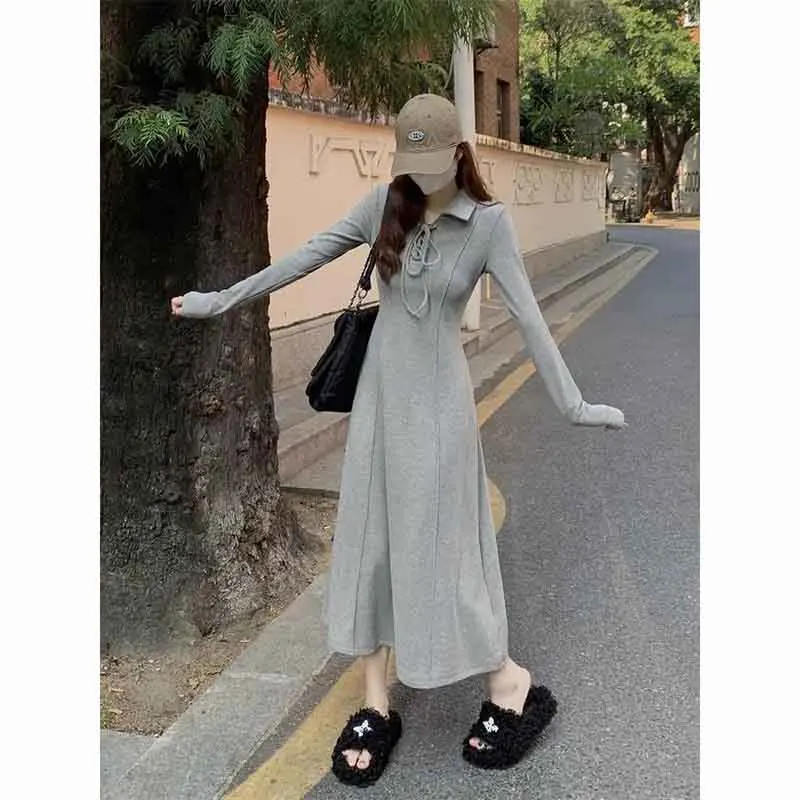 Autumn Drawstring Midi Dress Women Korean Elegant Slim Lapel Long Sleeve Knitting Dress Harajuku Solid Preppy All Match Dress
Autumn Drawstring Midi Dress Women Korean Elegant Slim Lapel Long Sleeve Knitting Dress Harajuku Solid Preppy All Match Dress