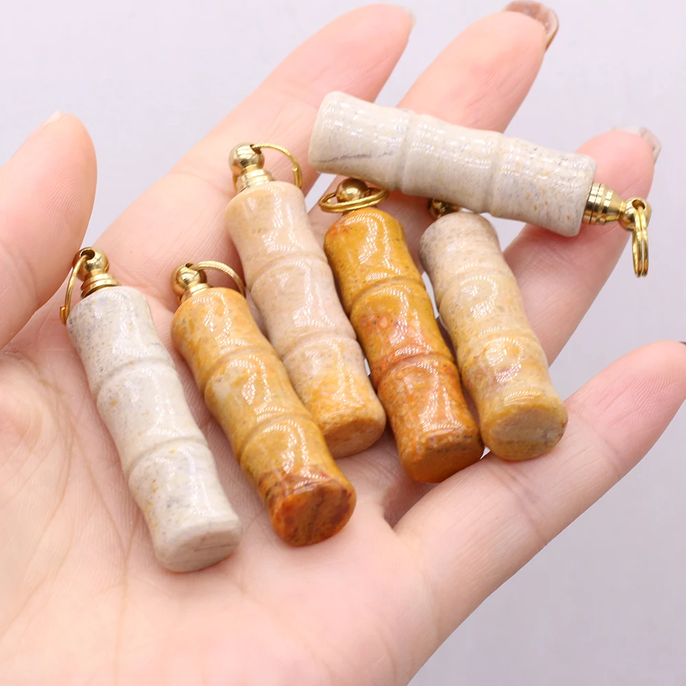 Natural Stone Gem Bamboo Shape Coral Jade Perfume Essential Oil Bottle Pendant DIY Necklace Jewelry Accessories Gift Making
Natural Stone Gem Bamboo Shape Coral Jade Perfume Essential Oil Bottle Pendant DIY Necklace Jewelry Accessories Gift Making