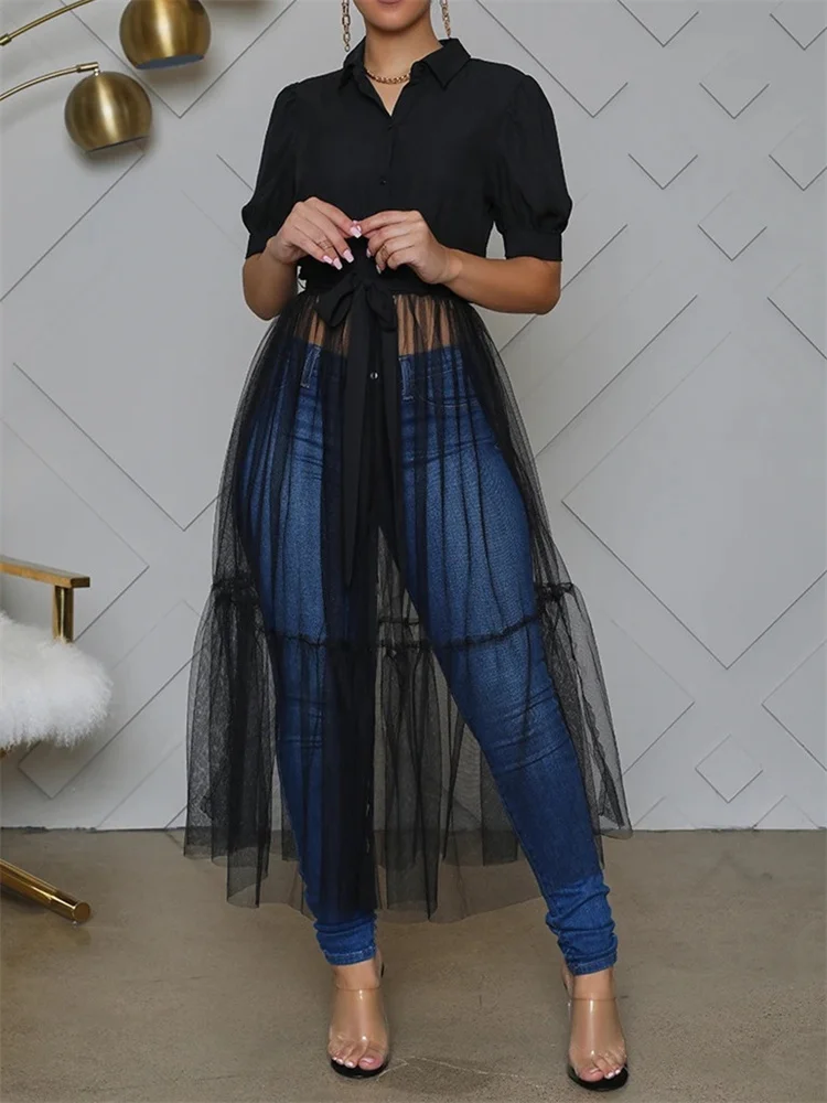 Mesh Sheer See Through Patchwork Long Shirts Dress 2022 Fashion Elegant Women Short Sleeve Buttons Up See Through Summer Shirts
Mesh Sheer See Through Patchwork Long Shirts Dress 2022 Fashion Elegant Women Short Sleeve Buttons Up See Through Summer Shirts