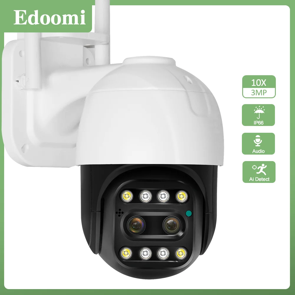 3MP IP Camera WIFI Dual-Lens System Color Night Vision PTZ Home Security 10X Optical Zoom CCTV P2P Speed Dome Auto Tracking IP66
3MP IP Camera WIFI Dual-Lens System Color Night Vision PTZ Home Security 10X Optical Zoom CCTV P2P Speed Dome Auto Tracking IP66
