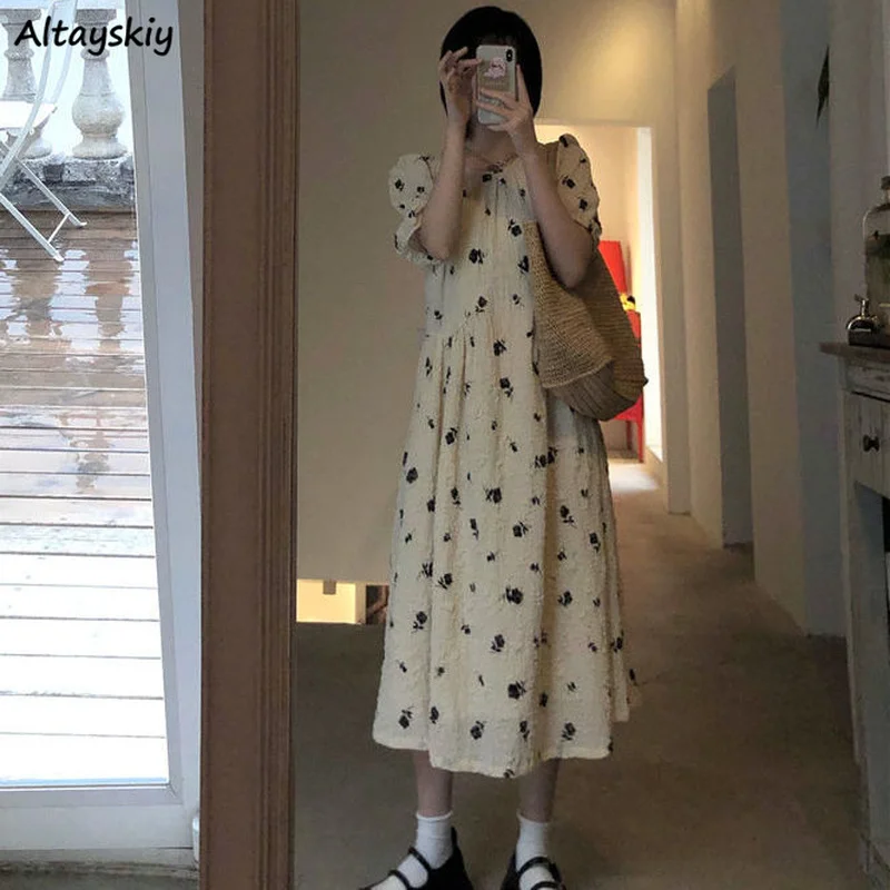 Short Sleeve Dress Women Summer Loose Mid-calf Leisure Printing Korean Style All-match College Young Ladies Vestido Feminino Ins
Short Sleeve Dress Women Summer Loose Mid-calf Leisure Printing Korean Style All-match College Young Ladies Vestido Feminino Ins