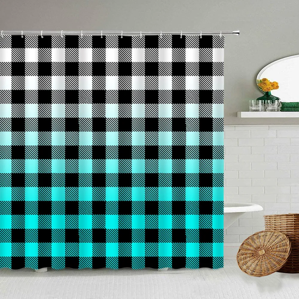 Black white Plaid Shower Curtains Geometric Ombre Bath Curtain Modern Fabric Waterproof Bathroom Decor Set with Hooks Blue Cyan
Black white Plaid Shower Curtains Geometric Ombre Bath Curtain Modern Fabric Waterproof Bathroom Decor Set with Hooks Blue Cyan