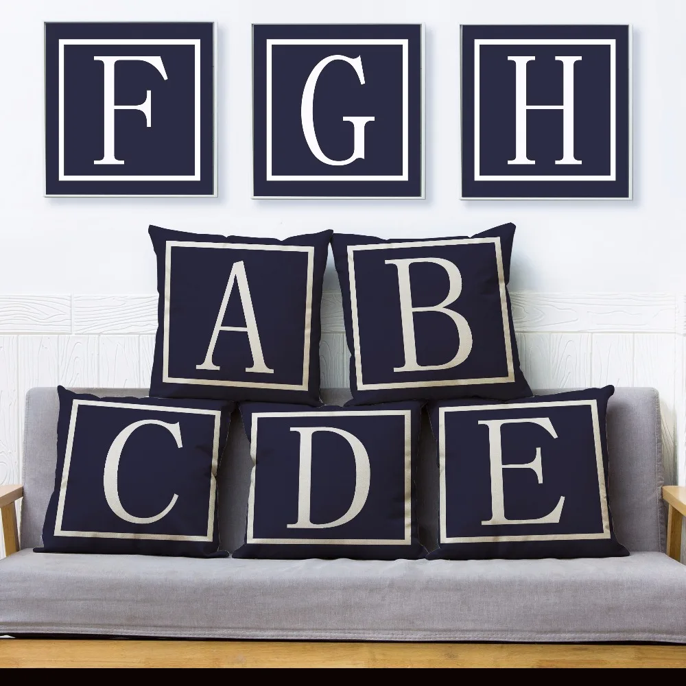 45*45cm Cushion Cover Dark Blue Pillowcase Home Decoration Pillowcase 26 English Letters Capital Letter Pillowcase
45*45cm Cushion Cover Dark Blue Pillowcase Home Decoration Pillowcase 26 English Letters Capital Letter Pillowcase