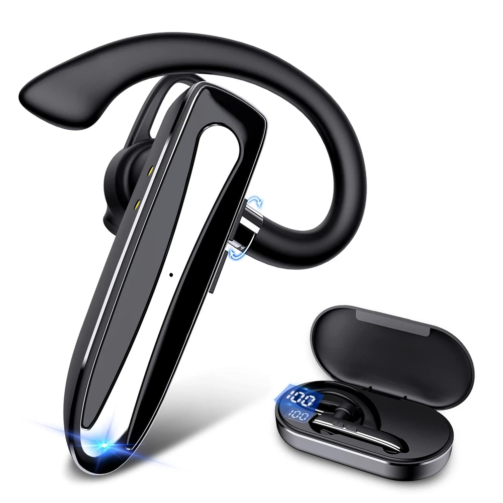 Bluetooth Headset Wireless Earpiece for Cell Phones with Charging Case Hands-Free Single Ear Headset for Office Driving
Bluetooth Headset Wireless Earpiece for Cell Phones with Charging Case Hands-Free Single Ear Headset for Office Driving