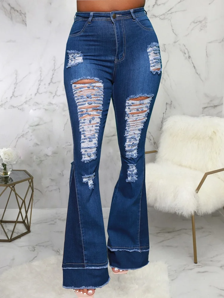 Women Autumn Winter High Waist Denim Jeans Ladies Casual Stretch Slim Ripped Hole Patchwork Flare Jean Pants
Women Autumn Winter High Waist Denim Jeans Ladies Casual Stretch Slim Ripped Hole Patchwork Flare Jean Pants