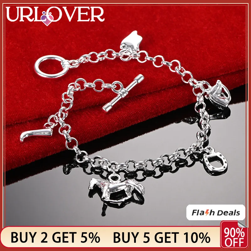 URLOVER 925 Stamp Silver Color Fashion Jewelry Horses/Boots/Saddles Bracelets For Woman Wedding Party Christmas Birthday Gifts
URLOVER 925 Stamp Silver Color Fashion Jewelry Horses/Boots/Saddles Bracelets For Woman Wedding Party Christmas Birthday Gifts