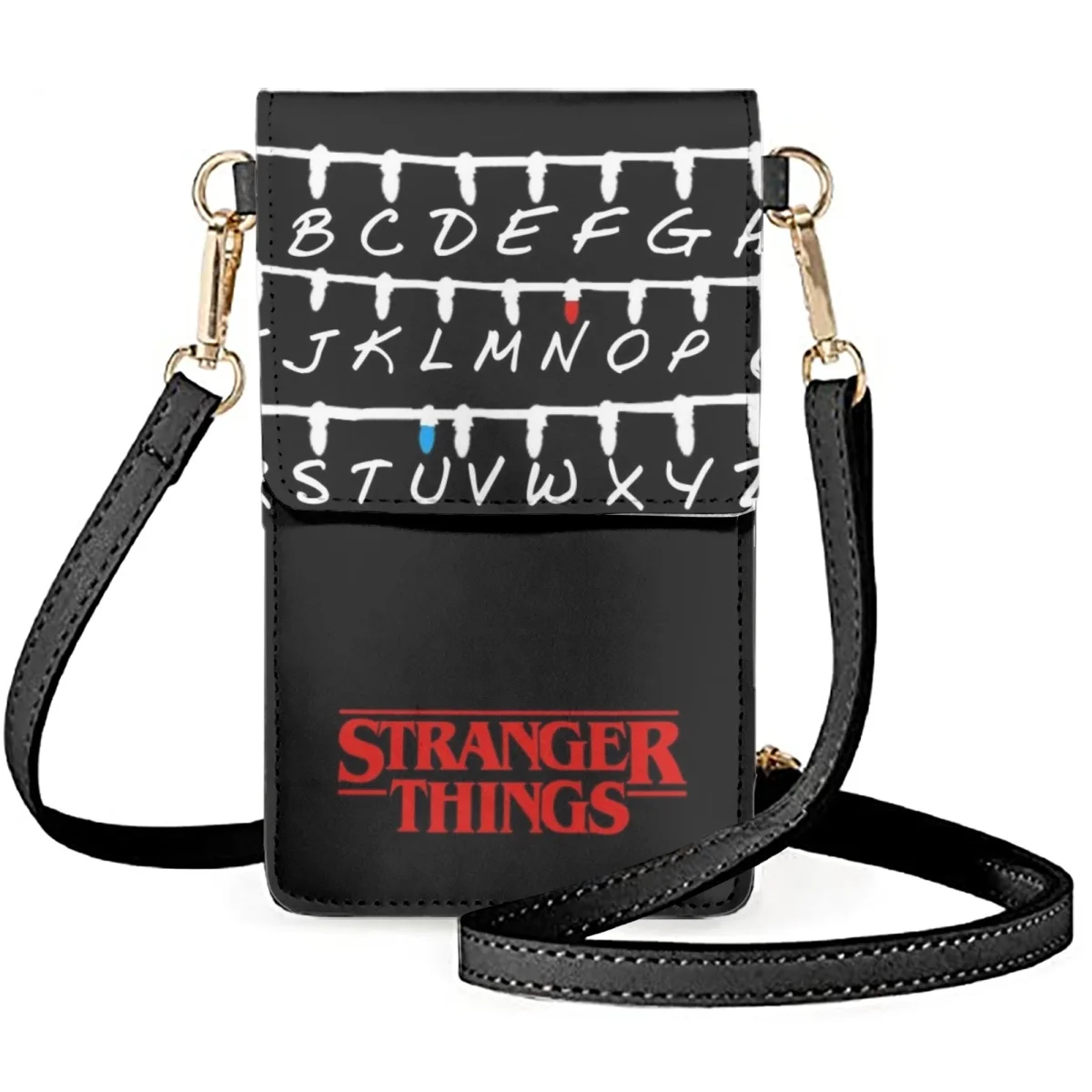 

FORUDESIGNS Leather Shoulder Bags Women Stranger Things TV Series Design Messenger Flap Diagonal Satchel Universal Phone Bag