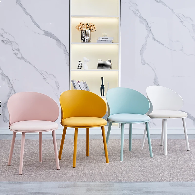 

Стул обеденный пластиковый в скандинавском стиле, современный белый стул для салонного дворика, для бара, розового цвета, мебель для ванной комнаты HD50CY