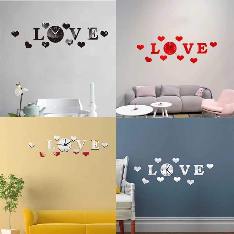 New DIY European-Style Mute Wall Clock Home 3D Three-Dimensional Decorative Clock Acrylic LOVE Mirror Wall Sticker Clock Fashion
New DIY European-Style Mute Wall Clock Home 3D Three-Dimensional Decorative Clock Acrylic LOVE Mirror Wall Sticker Clock Fashion