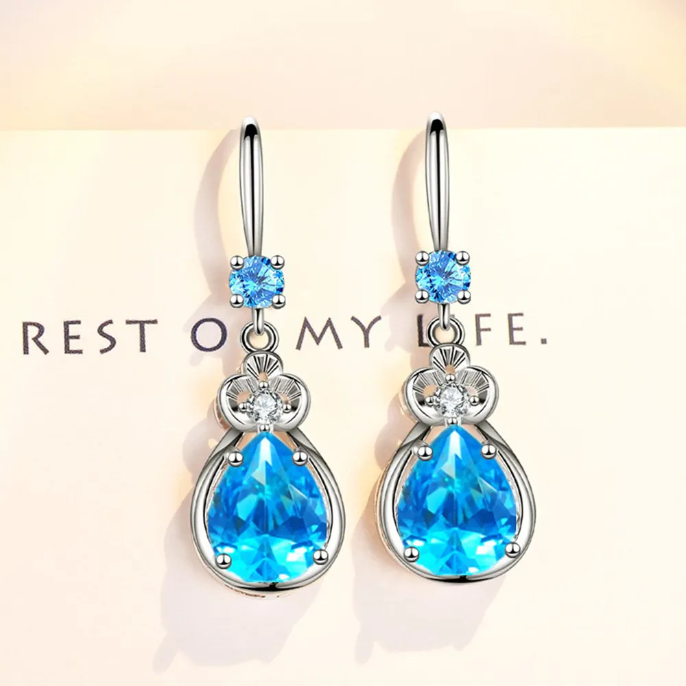 925 Silver Needle Women Fashion Jewelry High Quality Blue Cubic Zirconia Hook Drop Dangle Crystal Earrings
925 Silver Needle Women Fashion Jewelry High Quality Blue Cubic Zirconia Hook Drop Dangle Crystal Earrings