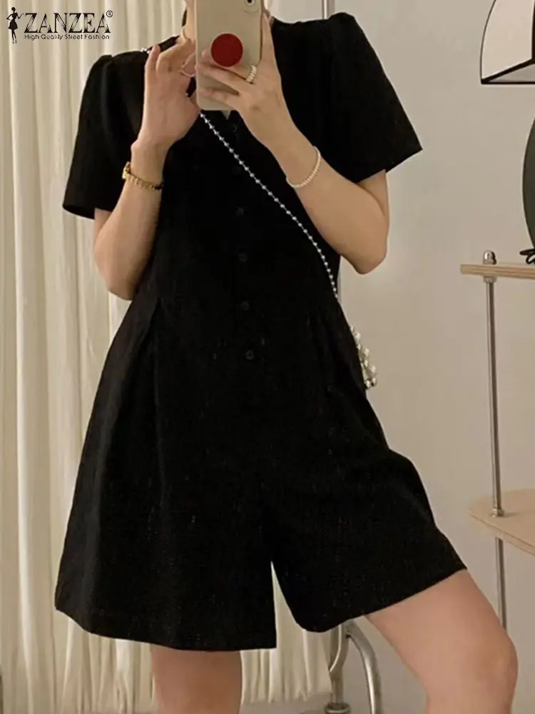 Office Lady V Neck Playsuit ZANZEA Fashion Solid Retro Waisted Single Breast Jumpsuit Women Summer Short Sleeve Short Overalls
Office Lady V Neck Playsuit ZANZEA Fashion Solid Retro Waisted Single Breast Jumpsuit Women Summer Short Sleeve Short Overalls