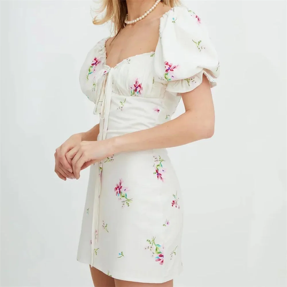 Short sleeve Summer dresses for women 2022 mini white dress elegant kawaii dress floral dress puff sleeve square neck chic 
Short sleeve Summer dresses for women 2022 mini white dress elegant kawaii dress floral dress puff sleeve square neck chic