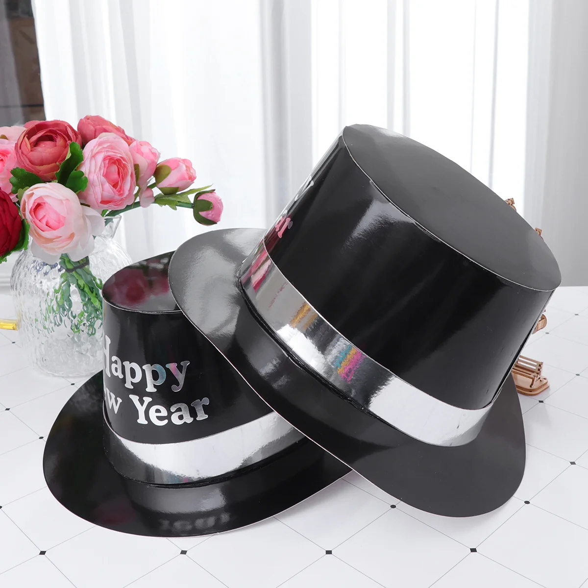 Stage Performance Jazz Hats Happy New Year Party Hats Glitter Letter Paper Hat Party Tophat Photo Props 29.5x26.5x15.5cm
Stage Performance Jazz Hats Happy New Year Party Hats Glitter Letter Paper Hat Party Tophat Photo Props 29.5x26.5x15.5cm