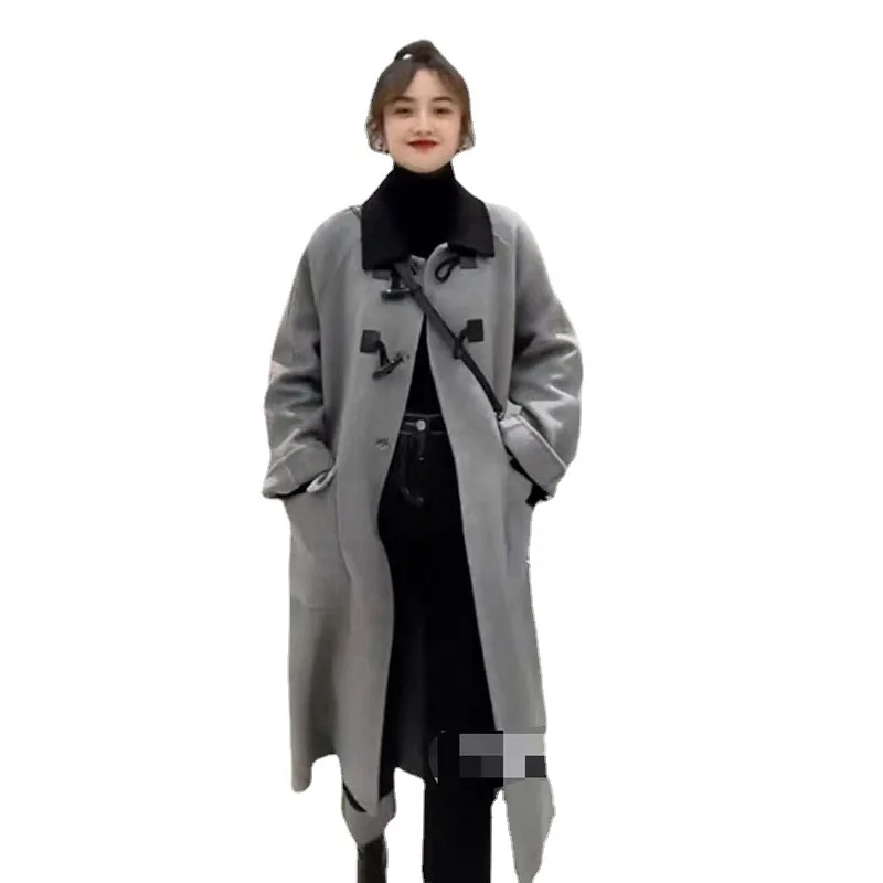 2022 new lapel cashmere coat women's loose single-breasted horn button Korean style mid-length double-sided woolen coat Pockets
2022 new lapel cashmere coat women's loose single-breasted horn button Korean style mid-length double-sided woolen coat Pockets