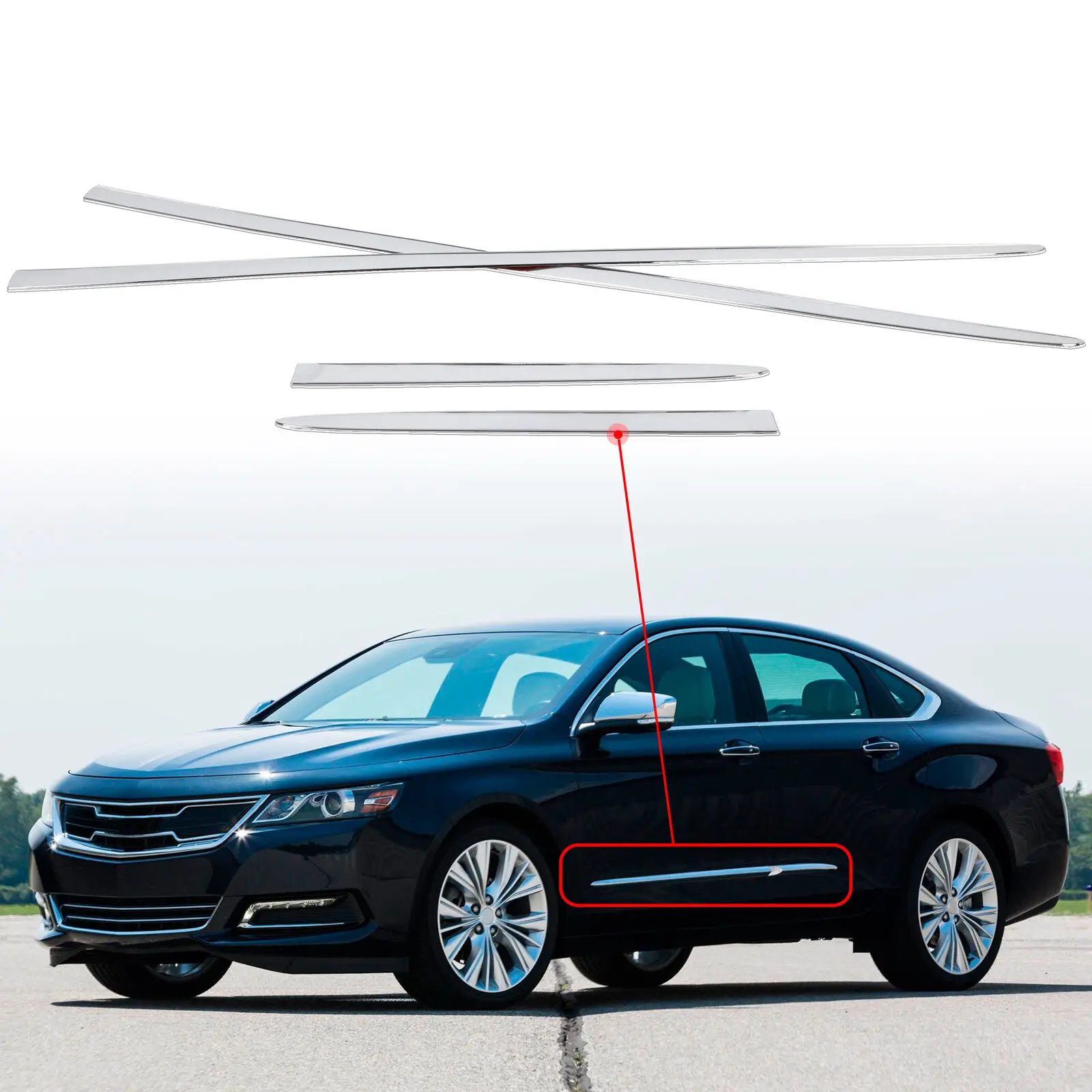 Chrome Side Skirt Door Garnish Molding trim For 2015-2019 Chevrolet Impala Sedan
Chrome Side Skirt Door Garnish Molding trim For 2015-2019 Chevrolet Impala Sedan