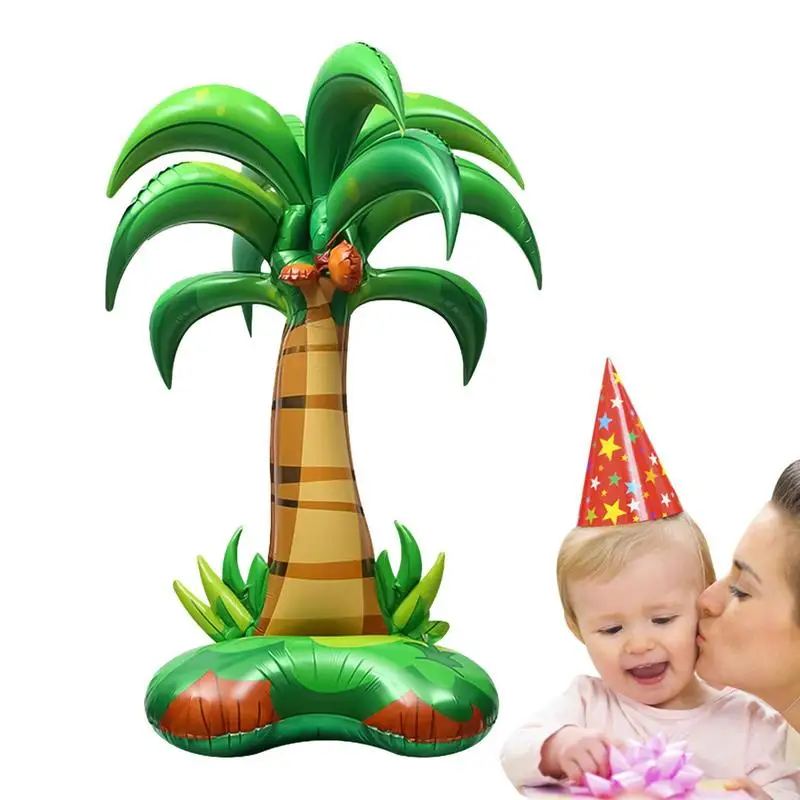 

Hawaiian Style Birthday Balloon Foil Palm Tree Standing Globos Tropical Cartoon Balloon For Party Amusement Park Wedding Decor