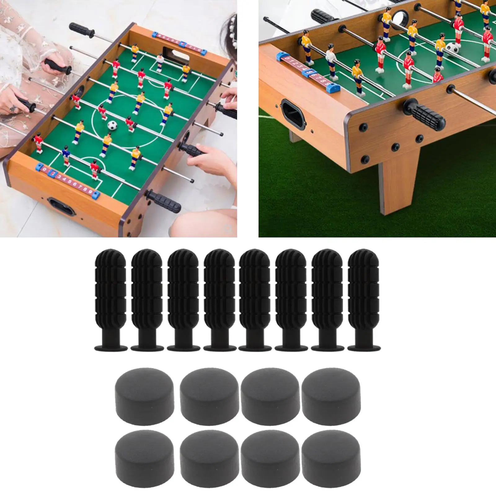8 Pairs Durable Foosball Handle Replace Table Soccer Game Black Handle Grips End Plugs Stopper Components
8 Pairs Durable Foosball Handle Replace Table Soccer Game Black Handle Grips End Plugs Stopper Components