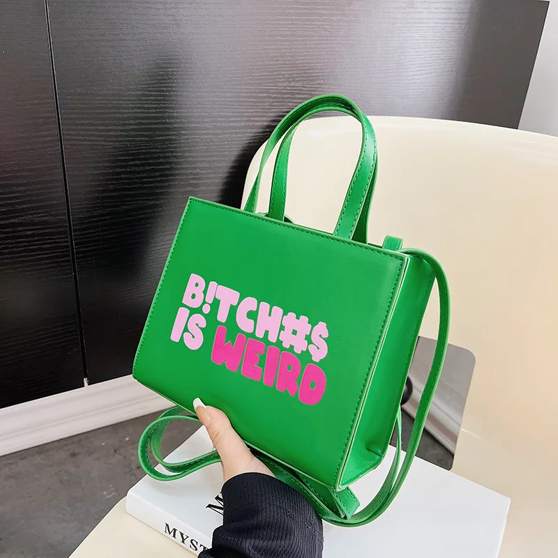 

Роскошная женская сумка-тоут 10 цветов, модный клатч, брендовая сумка через плечо с надписью и граффити, дамская сумочка из искусственной кожи