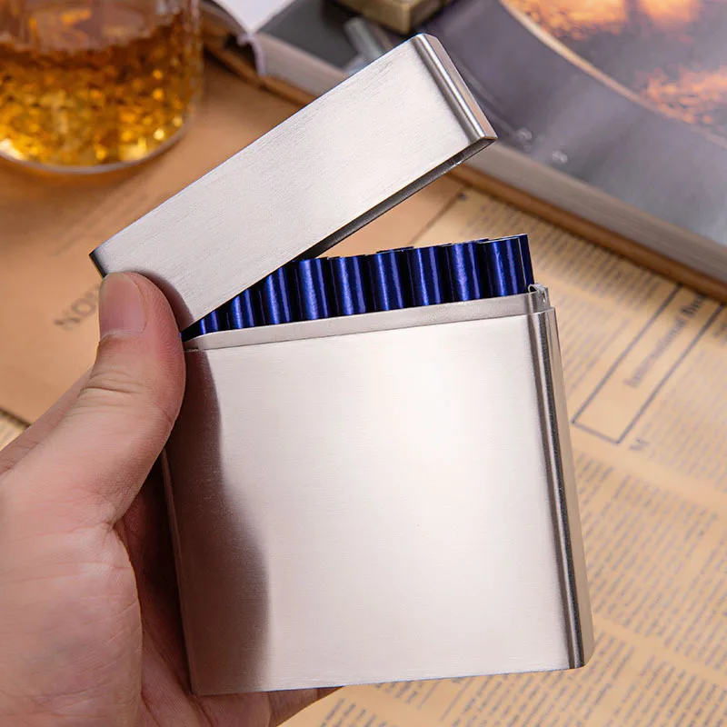 Stainless Steel Cigarette Case Portable Flip Tobacco Holder Pocket Box Storage Container Hold 20 Men's Cigarettes
Stainless Steel Cigarette Case Portable Flip Tobacco Holder Pocket Box Storage Container Hold 20 Men's Cigarettes
