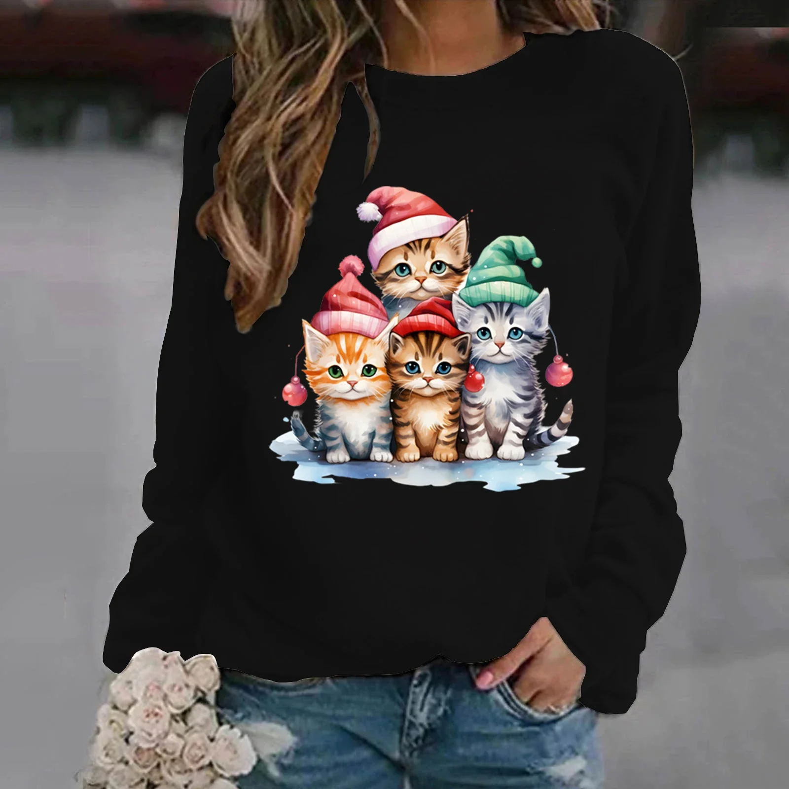 Женская рождественская толстовка с капюшоном, с принтом четырех реалистичных котят, рождественские шапки, Повседневная Женская толстовка с длинным рукавом, топы
Женская рождественская толстовка с капюшоном, с принтом четырех реалистичных котят, рождественские шапки, Повседневная Женская толстовка с длинным рукавом, топы