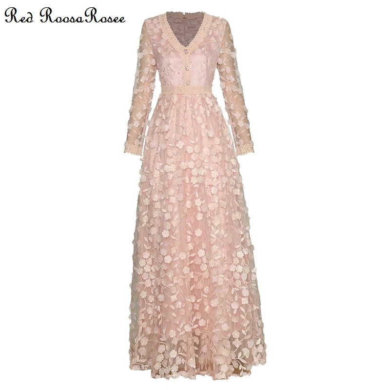 Red RoosaRosee Top Quality Spring Summer 2022 Women V-neck Collar Wrist Sleeve 3D Floral Applique Maxi Dress Vestidos Robe Femme
Red RoosaRosee Top Quality Spring Summer 2022 Women V-neck Collar Wrist Sleeve 3D Floral Applique Maxi Dress Vestidos Robe Femme