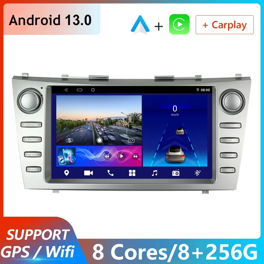 Автомагнитола на Android 13 мультимедийный видеоплеер для Toyota Camry 7 XV 40 50 2006-2011 4G + Wi-Fi
