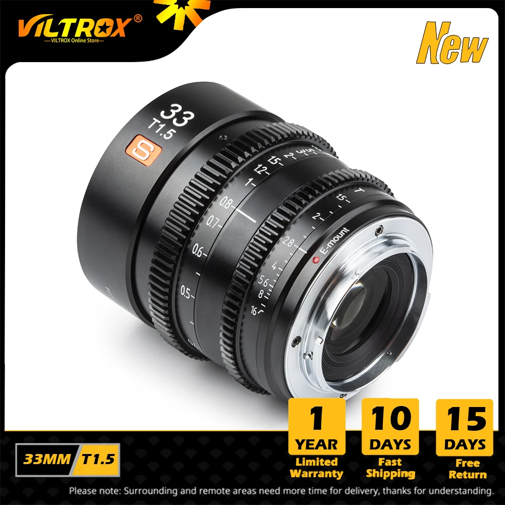 VILTROX 33 MM T1.5 E Cine Lens Large Aperture Lens Manual Focus Compact Lens Filmmaking APS-C Lens for Sony E Mount Lens Camera
VILTROX 33 MM T1.5 E Cine Lens Large Aperture Lens Manual Focus Compact Lens Filmmaking APS-C Lens for Sony E Mount Lens Camera