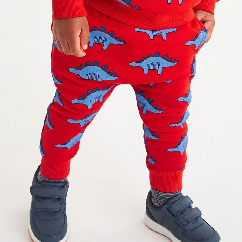 

Jumping Meters 3-8T Autumn Spring Dinosaurs Sweatpants Drawstring Toddler Trousers Pants Fashion Kids Animals Pants