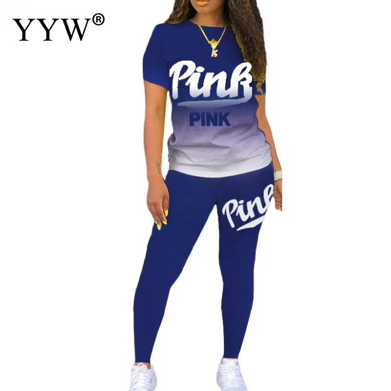 Women PINK Letter Print Gradient Two Pieces Mathing Set Short Sleeve Top And Pants 2pcs Long Sport Sets Suit Summer Tracksuits
Women PINK Letter Print Gradient Two Pieces Mathing Set Short Sleeve Top And Pants 2pcs Long Sport Sets Suit Summer Tracksuits
