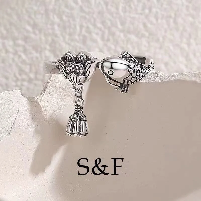 Lotus fish retro open ring Every year there is more than enough to attract wealth lotus retro ethnic style men and women open ri
Lotus fish retro open ring Every year there is more than enough to attract wealth lotus retro ethnic style men and women open ri