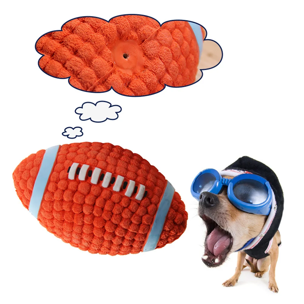

2pcs Sports Ball Sound Squeaky Toys Chew Bite Toy Pet Supplies for Dog Puppy (1pc Rugby 1pc Soccer Size L)
