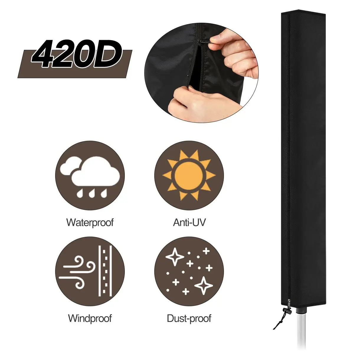 

420D Rotary Airer Cover Waterproof Windproof Zipper Anti-UV Drier Protector Drying Rack Washing Protective Cover for Home