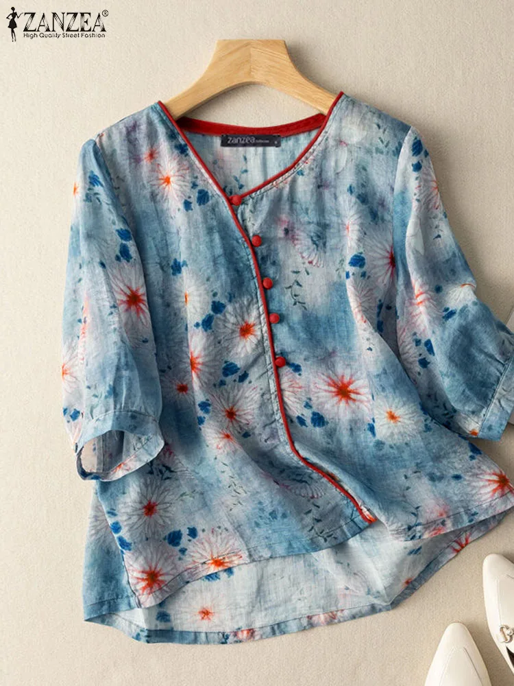 Богемные праздничные блузки ZANZEA с рукавом 3/4, модные ретро топы, винтажные женские рубашки с цветочным принтом, Осенние Туники на пуговицах 2023
Богемные праздничные блузки ZANZEA с рукавом 3/4, модные ретро топы, винтажные женские рубашки с цветочным принтом, Осенние Туники на пуговицах 2023
