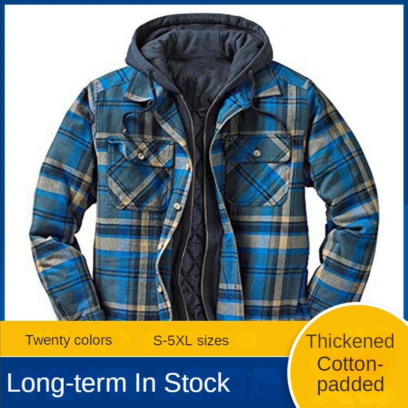 New Fashion Men's Autumn Winter Thickened cotton-padded clothes plaid printed Hooded Jacket For Men
New Fashion Men's Autumn Winter Thickened cotton-padded clothes plaid printed Hooded Jacket For Men
