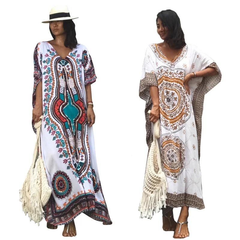 Wholesale Fashion Boho White Beach Dress Plus Size for Women Kaftan Dubai Batik Floral V Neck Swimwear Long Vintage Robe
Wholesale Fashion Boho White Beach Dress Plus Size for Women Kaftan Dubai Batik Floral V Neck Swimwear Long Vintage Robe