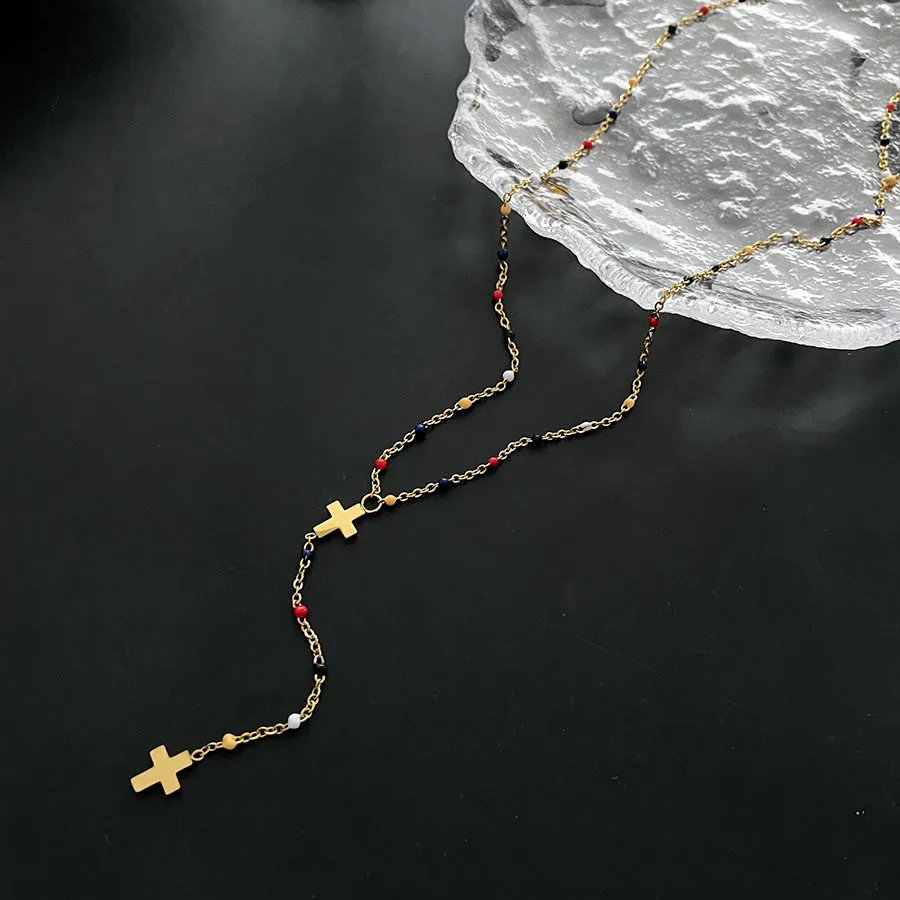 Europe and the US new cross Y-shaped titanium steel necklace personality fashion choker female
Europe and the US new cross Y-shaped titanium steel necklace personality fashion choker female