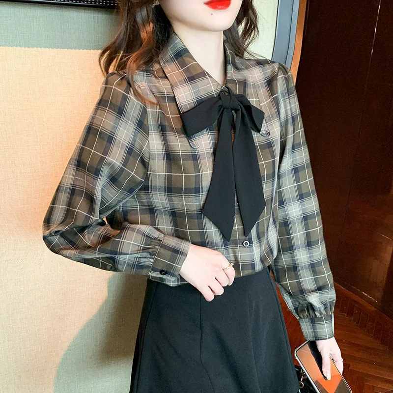 Женская блузка в клетку с принтом, модная Свободная рубашка с бантом, летний топ большого размера с длинным рукавом, повседневная одежда в К...
Женская блузка в клетку с принтом, модная Свободная рубашка с бантом, летний топ большого размера с длинным рукавом, повседневная одежда в К...