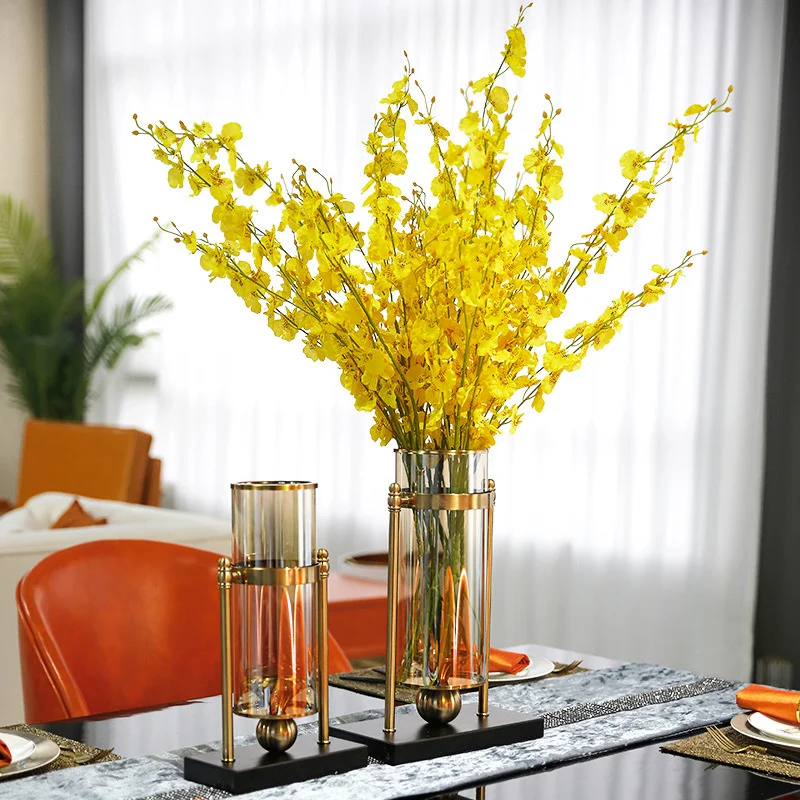 European model room glass vase decoration luxury American living room dining table flower arrangement metal candlestick Vase
European model room glass vase decoration luxury American living room dining table flower arrangement metal candlestick Vase